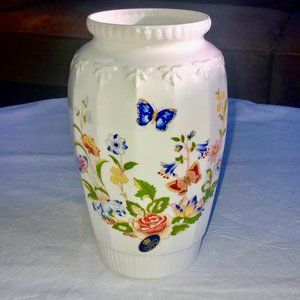 AYNSLEY 'Cottage Garden' Butterfly Georgian Vase – 8.5" | Made in England | OSWT